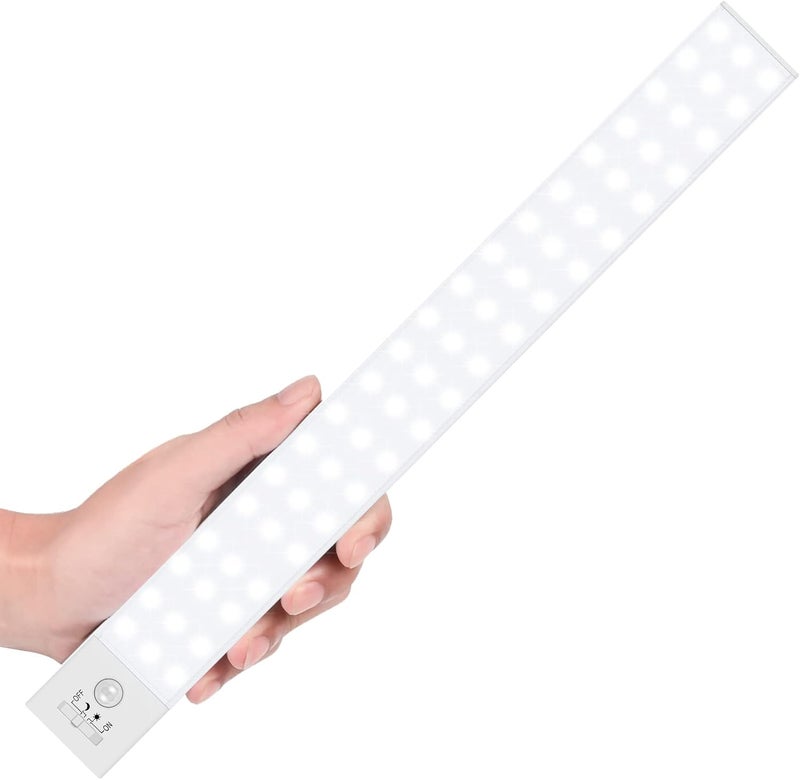 BLS 60 LED Closet Lights Battery Powered, Super Bright Under Cabinet Lighting, Motion Sensor Light, Wireless, 2400mah Rechargeable Operated, 120 Days Run Time, 6000k Clean White-13 Inches - Image 1